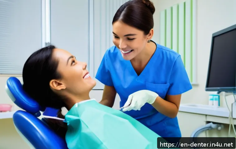 치과위생사 환자 대면 시 기본 매너 - A warm and inviting dental clinic scene featuring a friendly dental hygienist actively listening to ...
