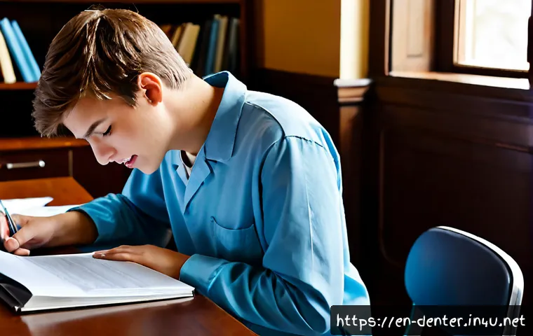 치과위생사 자격시험 후기 모음 - Photorealistic dental hygiene licensure exam preparation scene in a quiet American public library, f...